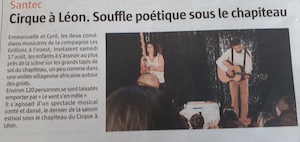 article Télegramme suite à date au cirque à léon